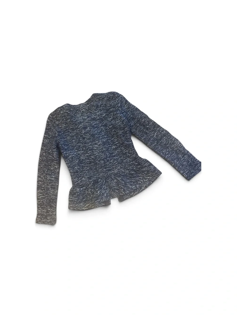 J.Crew Navy Marled Knit Peplum Jacket Double Zip Blazer Size XXS Office Preppy